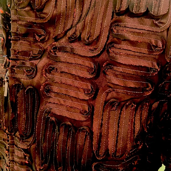 Samuel Dong sheer Ribbon front zip Burgandy Blazer large - Picture 3 of 6